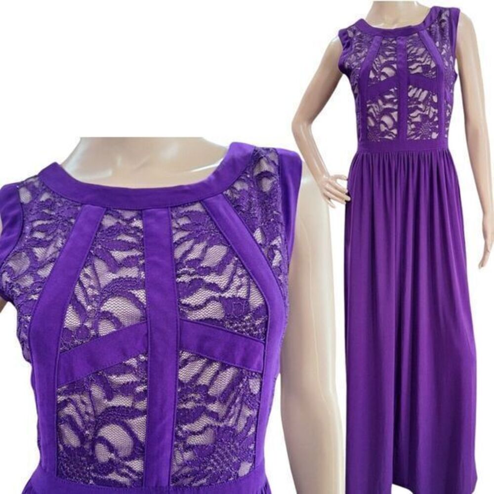 R&M Richards Women's Purple Sleeveless Stretch Maxi Dress Size 6